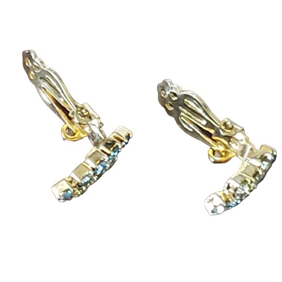 Uranium Demi-Parure Clip Earrings Double Ring Infinity MCM Pin Brooch Crystal - Picture 13 of 13